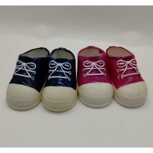 Two Pair Of Tennis Shoes For 12 Inch Dolls - Sneakers Hi Tops - Pink - Blue